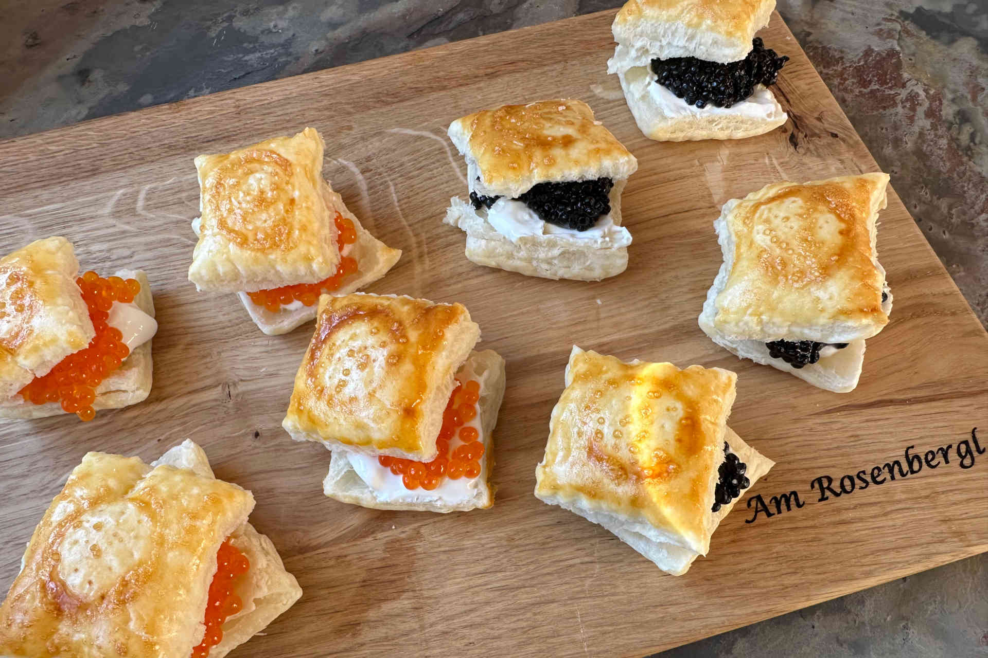 Puff Pastry Bites with Caviar and Truffle Pearls