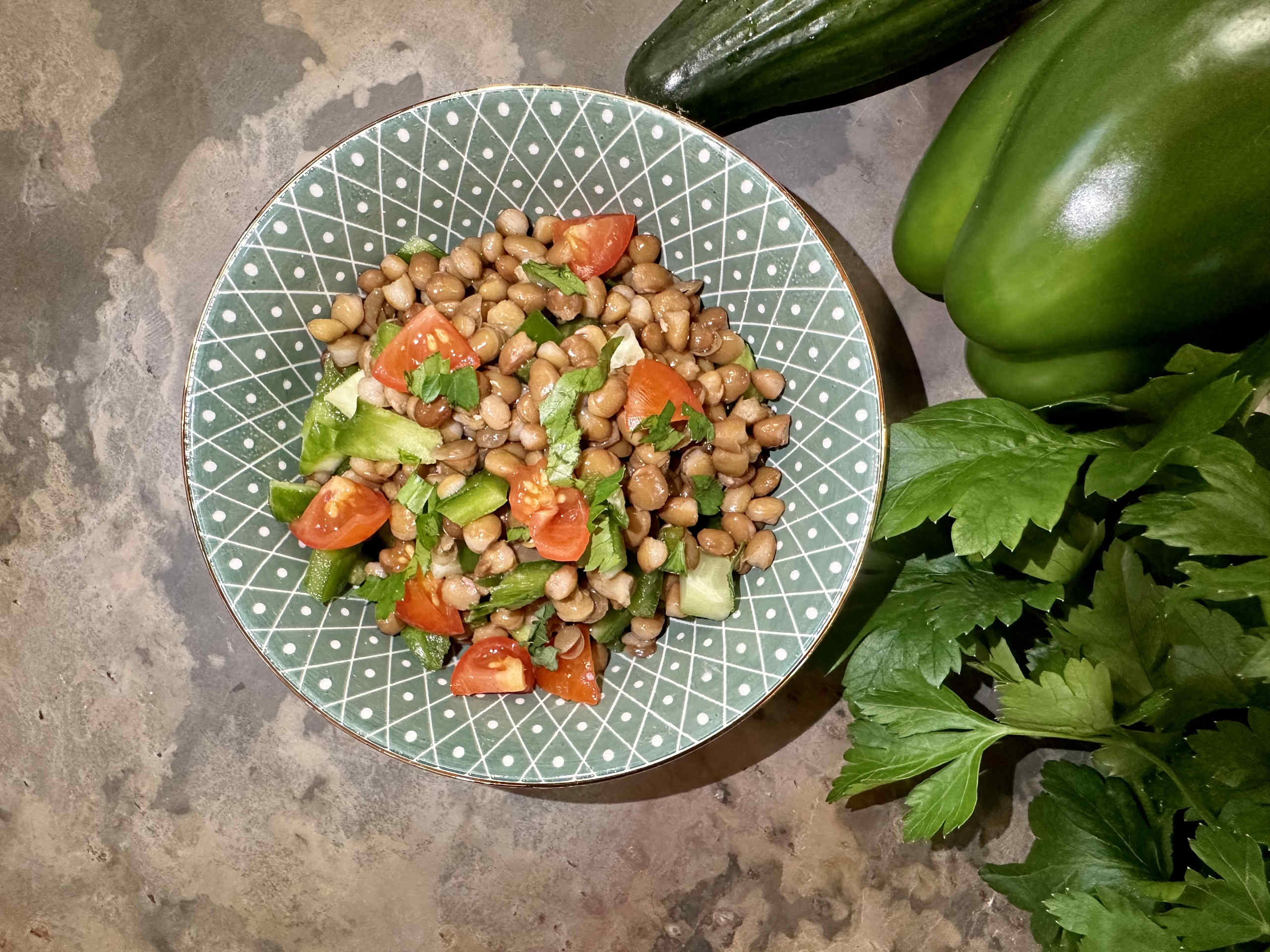 Colorful lentil salad
