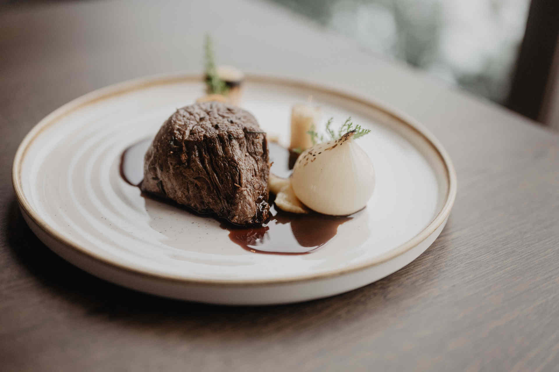 Fillet steak from local beef with port wine and fig sauce