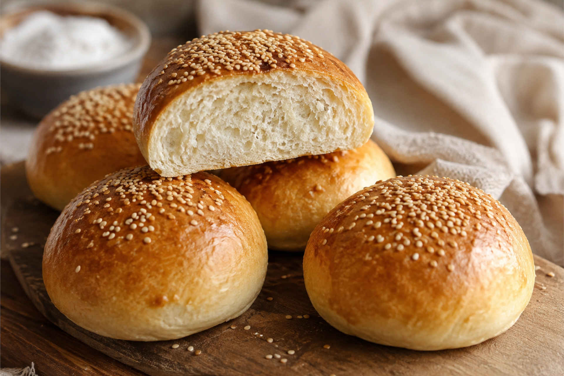 Fluffy gluten-free burger buns.